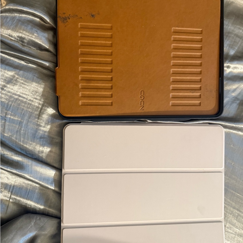 Brown and White Tablet Case